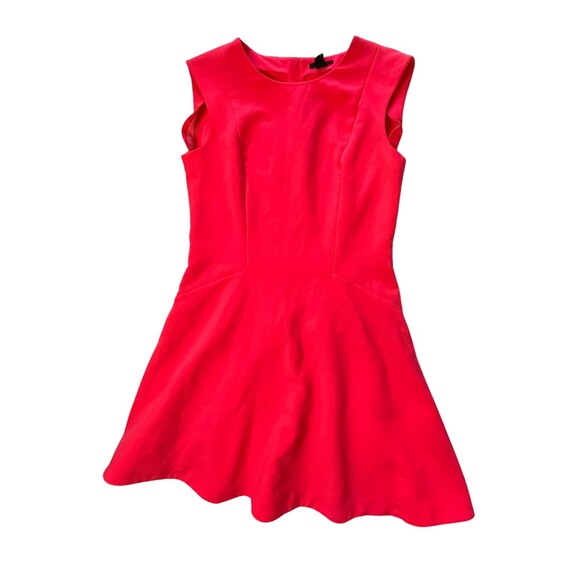 H&M Dress Scuba Short Sleeveless Pink Neon Fit Flare Drop Waist Peplum Zipper 14 - Picture 12 of 16